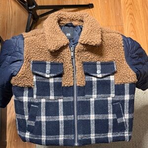 River Island Brown and Blue Kids Pea Coat